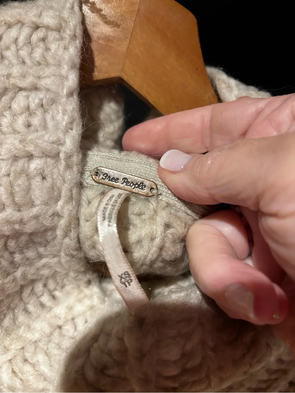Free People Chunky Cowl Neck Ribbed Sweater in Oatmeal